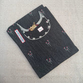 Women's U Neck Black Printed Kurti with Side Pocket